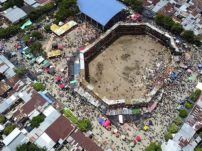 Four killed, 70 injured in partial collapse of bullring in Colombia
